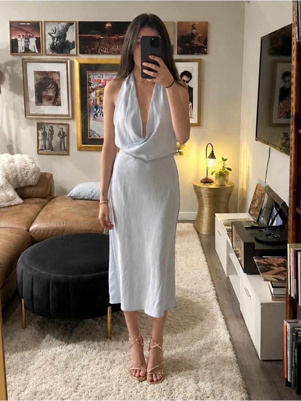Aritzia Babaton Catalyst Dress - Light Blue Halter Midi Dress - size 2